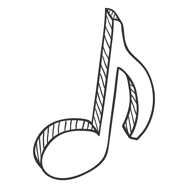 Vector schets muzikale achtste noot pictogram