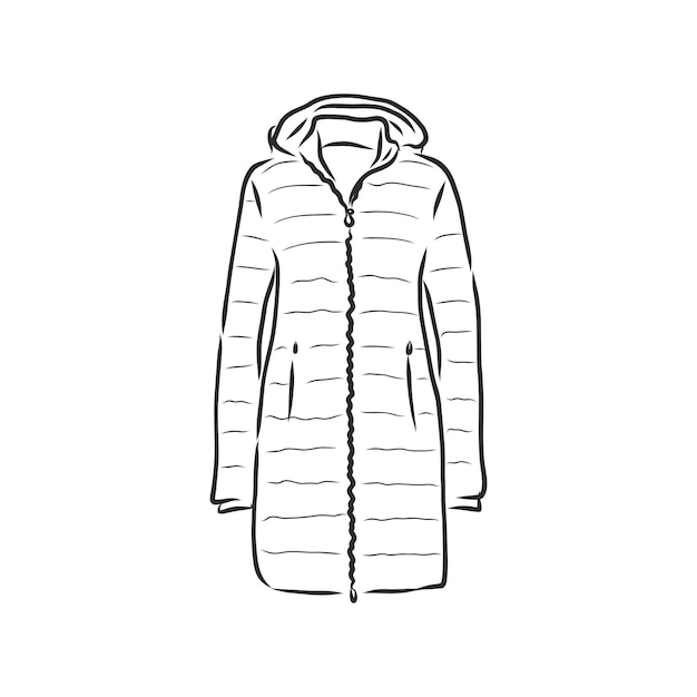 Vector schets parka jas. Winter bovenkleding. warme jas, schets vectorillustratie