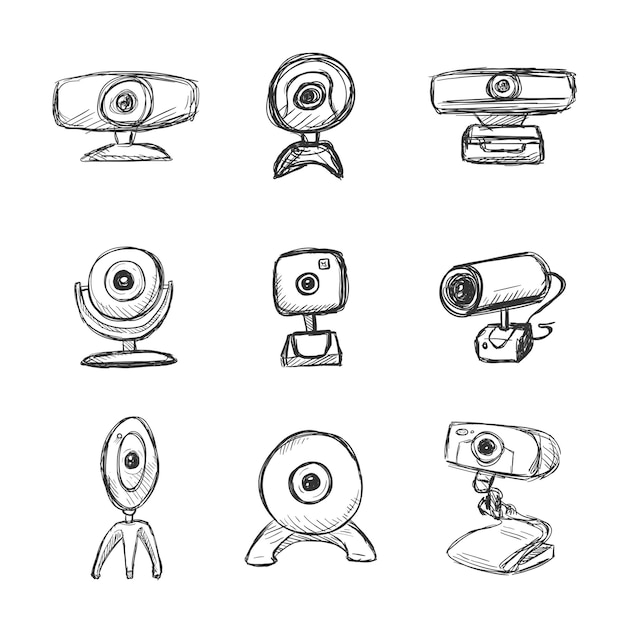 Vector schets web camera illustraties