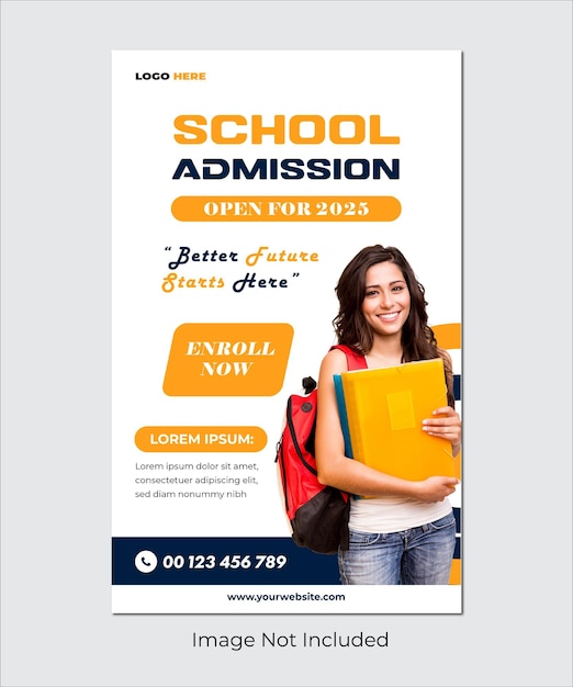 Vector school admission banner template for social post