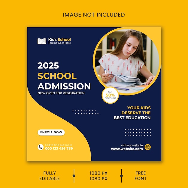 Vector school admission education social media post and web banner template