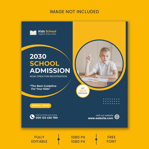 Vector school admission education social media post and web banner template