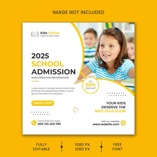 Vector school admission education social media post and web banner template