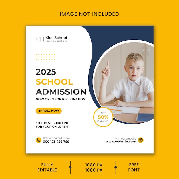 Vector school admission education social media post and web banner template