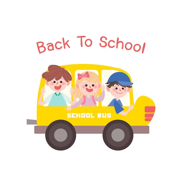 Vector vector of school bus and children.