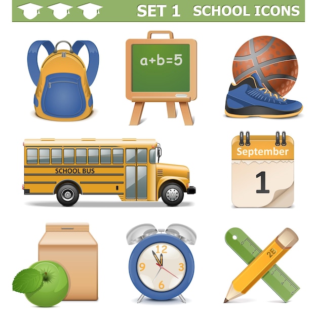 Vector school icons set 1