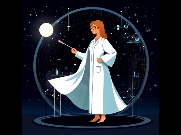 Vector vector science gown conducting day and night experiment isolated