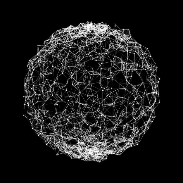 Vector scifi bol met deeltjes en lijnen Concept netwerkverbinding Frame bol Abstract technologie achtergrond