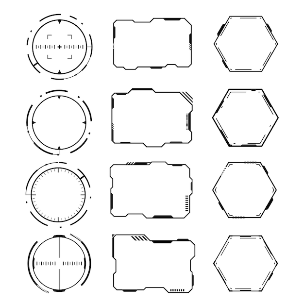 Vettore scifi hub futuristico fantastica forma geometrica tecnologia cornice astratta elemento di design