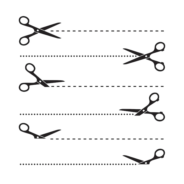 Vector scissors cut lines