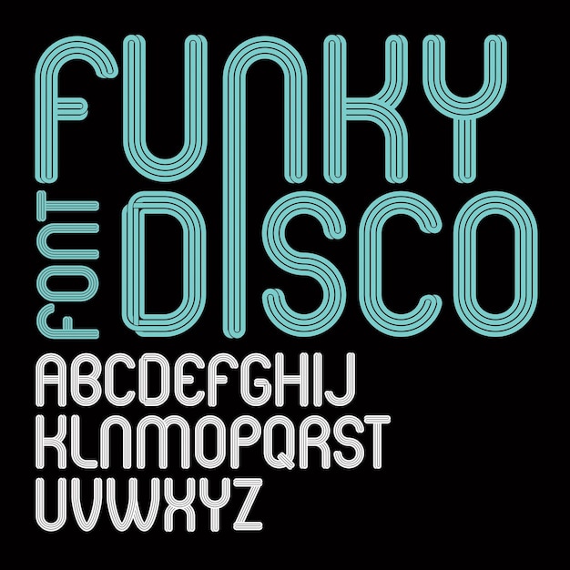 Vector script, modern freaky alphabet letters set, for use as retro poster design elements for fun club or concert advertising.