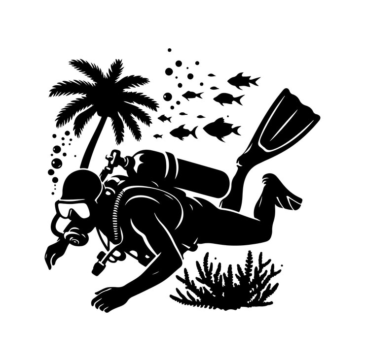 Vector vector scuba diver silhouettes diving silhouettes vector