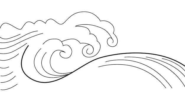 Vector sea ocean waves in Asian style.