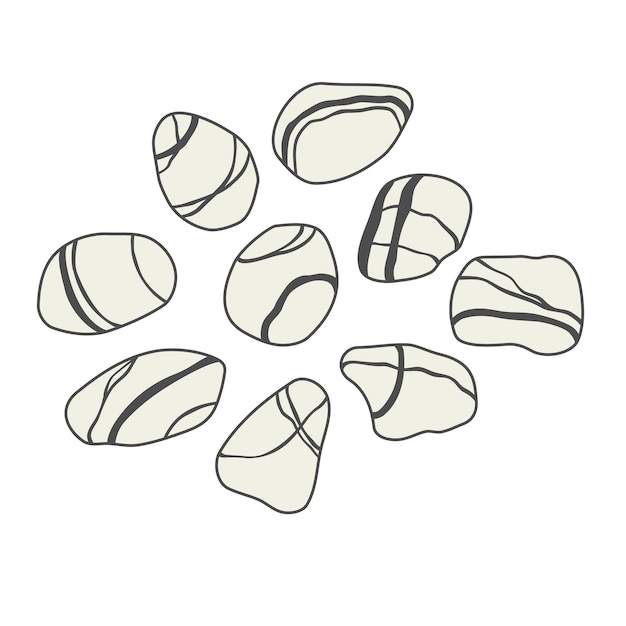 Vector vector sea stones collection on white background