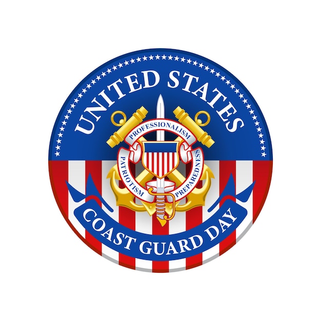 미국 해안 경비대의 날 USCG 8월 4일의 벡터 물개