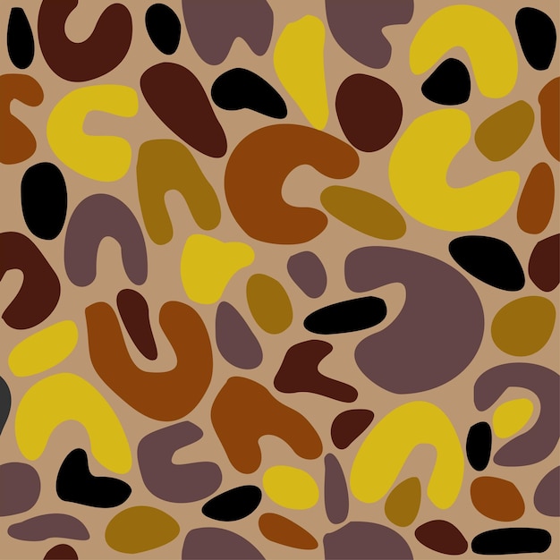 Vector seamless abstract spotted pattern in warm colors. Animalistic leopard print.