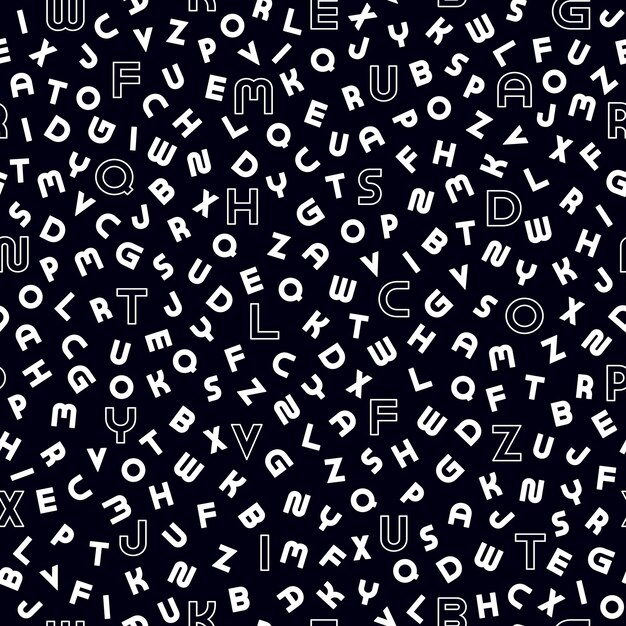 Vector Seamless Alphabet Pattern With Mosaic Latin Letters Black And White Fashion Design
