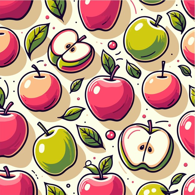 Vector vector seamless apple pattern with a simple and minimalist flat design style