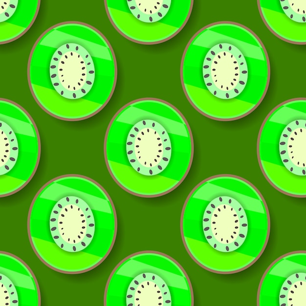 Vector seamless background with green kiwi