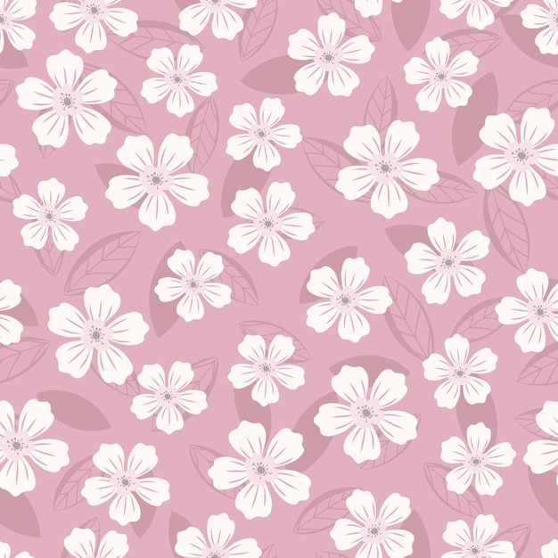 Vector seamless background with simple flowers