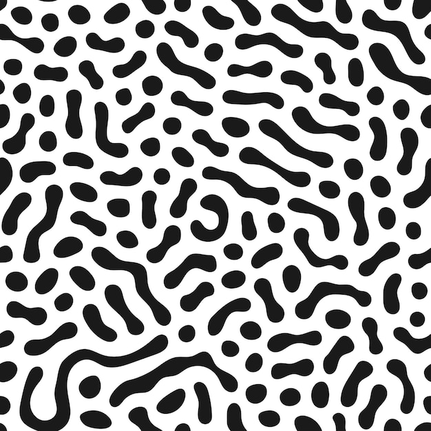 Vector seamless black and white organic shapes pattern.