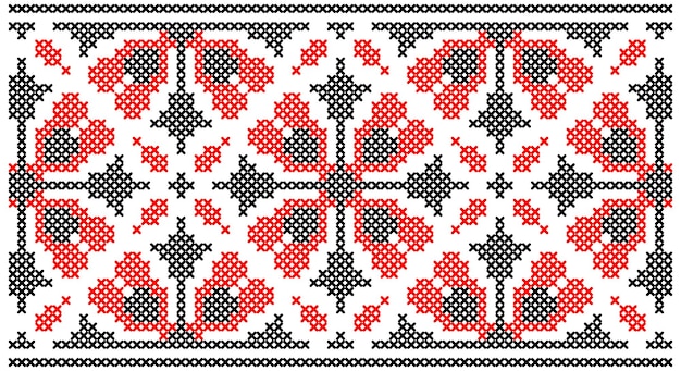 Vector seamless crossstitched old ornament UkrainexA