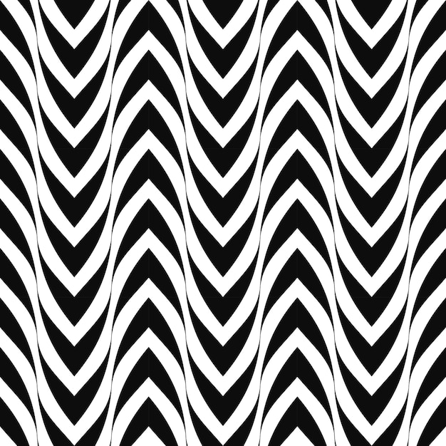 Vector seamless curve pattern Zigzag striped black and white texture Abstract monochrome background