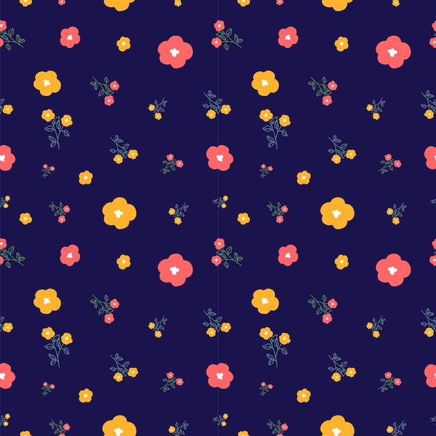 Vector seamless ditsy floral pattern background