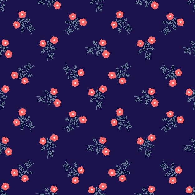 Vector seamless ditsy floral pattern background