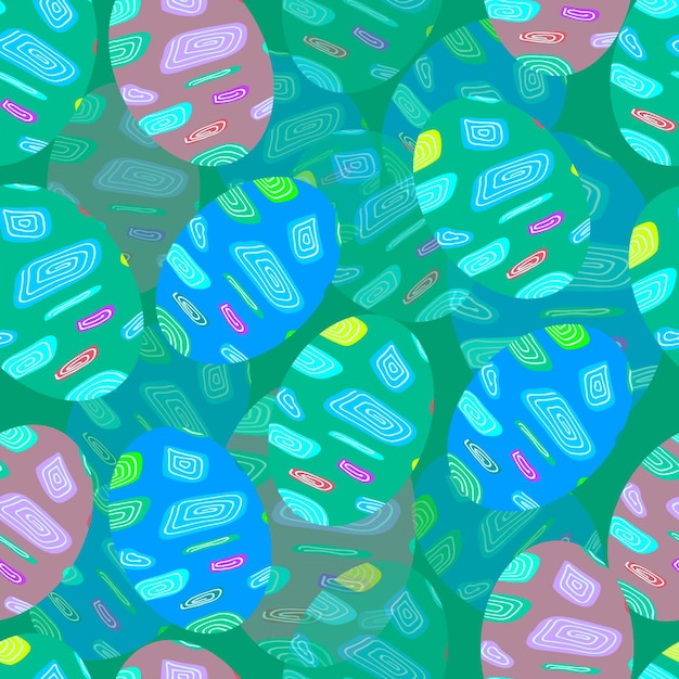 Vector seamless doodle easter pattern with Easter eggs