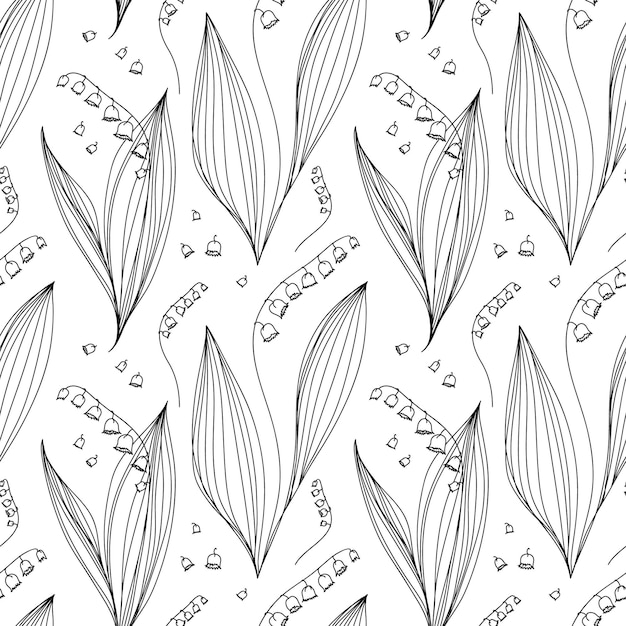 Vector seamless floral pattern Lillies of the valley handdrawn background Artistic botanical backdrop