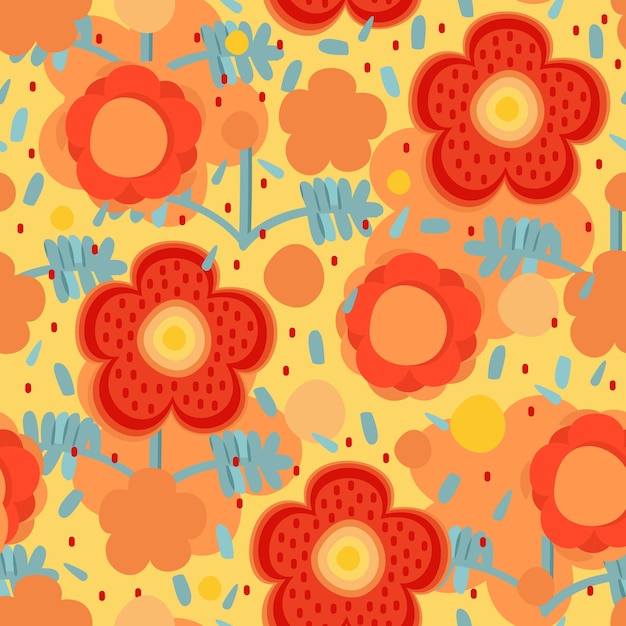 Vector seamless floral pattern with daisies