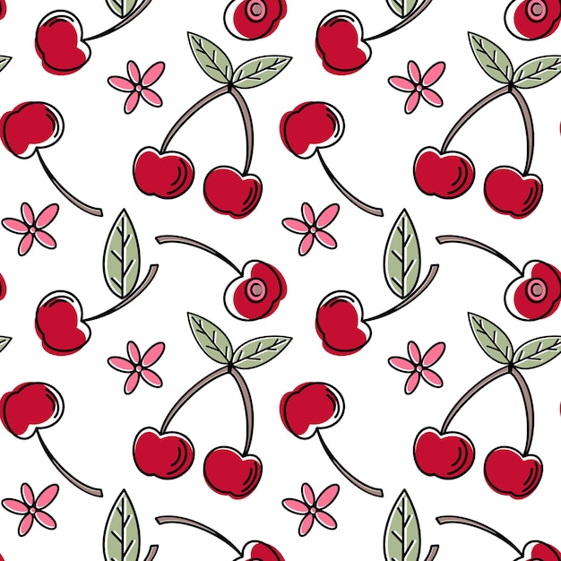 Vector vector seamless fruit pattern in flat style