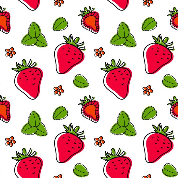 Vector seamless fruit pattern in flat style