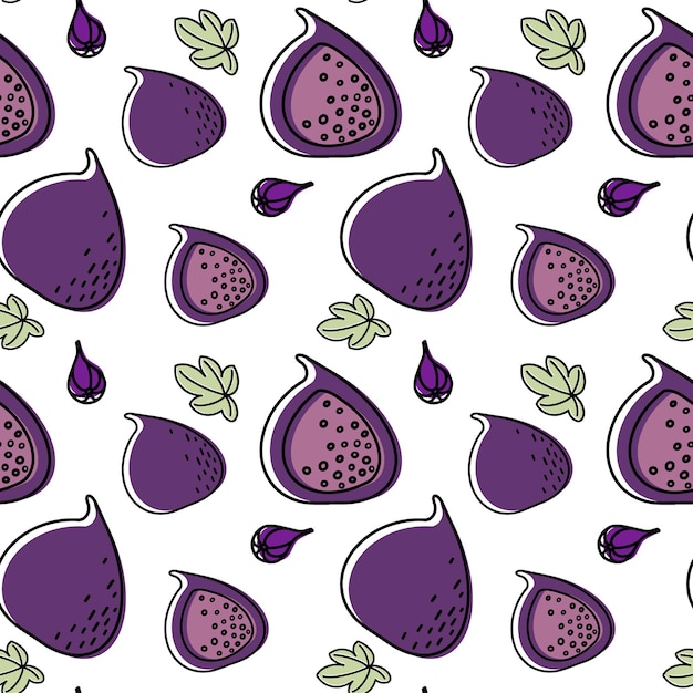 Vector seamless fruit pattern in flat style