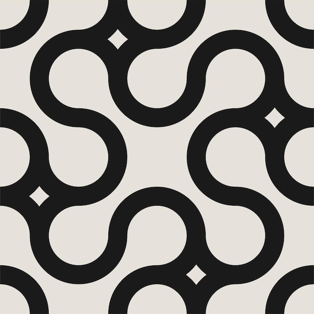 Vector seamless geometric pattern with creative shapes Endless monochrome background