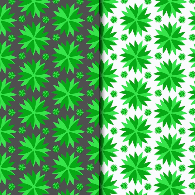 Vector seamless green leaves pattern or design background