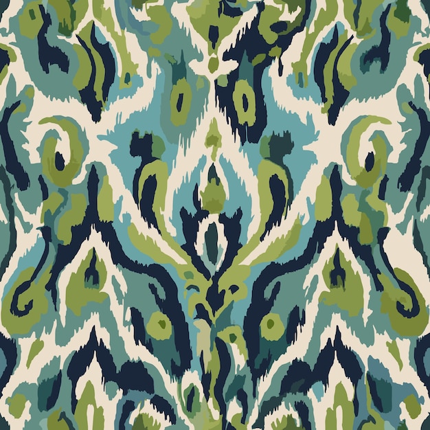 Vector vector seamless ikat ogee ethnic pattern