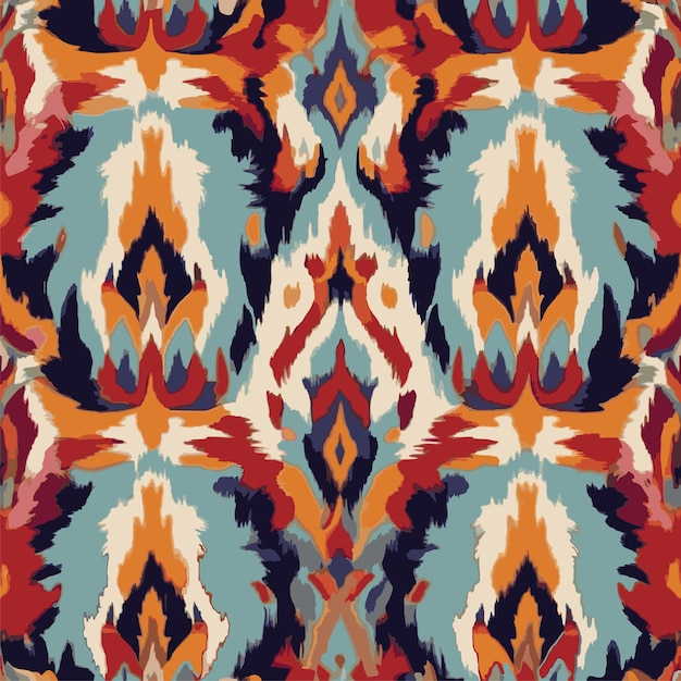 Vector seamless Ikat Ogee ethnic pattern