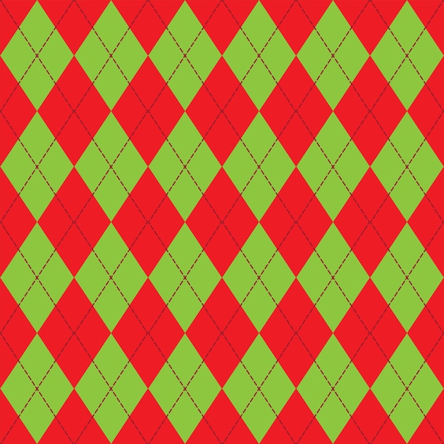 Vector vector seamless knitting pattern in red and green with rhombus