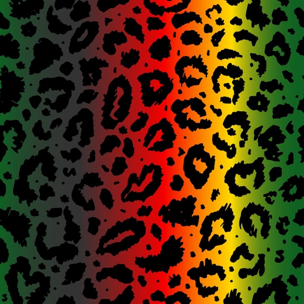 Векторный бесшовный рисунок кванзы с цветным леопардовым принтом Животный принт Гепард африканский принт на цветном фоне