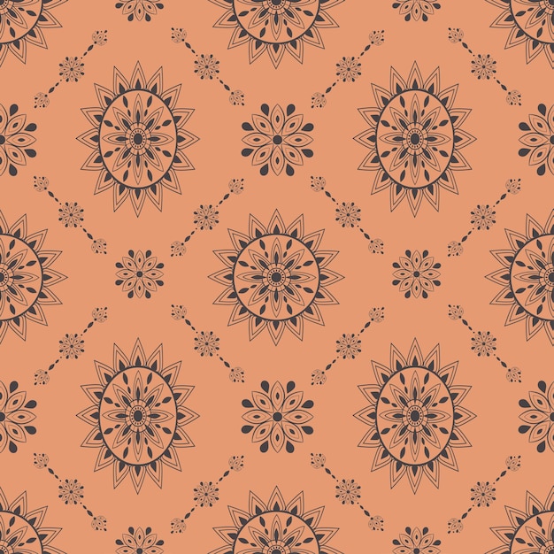 Vector seamless mandala with a pattern Patterned background with doodlesDecorative elements