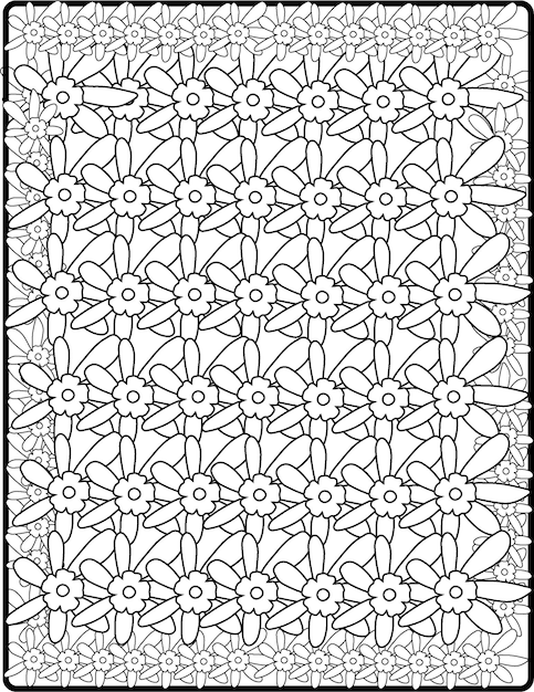 Vector seamless monochrome floral pattern hand drawn floral texture decorative flowers coloring page