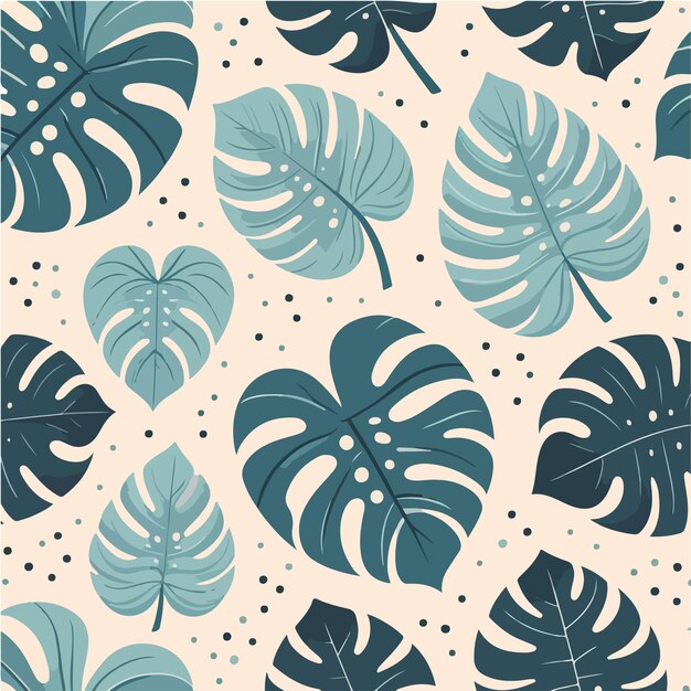 Vector seamless monstera leaf pattern with a simple flat design style