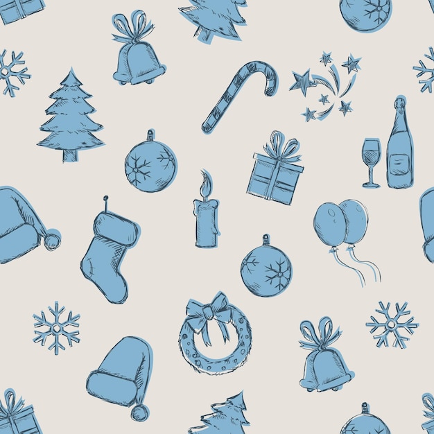 Vector Seamless New Year and Christmas Pattern