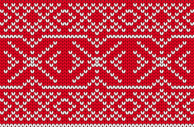 Vector seamless nordic knitting pattern nei colori bianco e rosso. maglione di natale e vacanze invernali. fair isle con il metodo del punto rovescio. maglieria semplice.