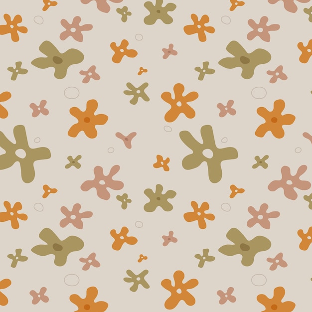 Vector seamless pattern - abstract pastel colored flowers.