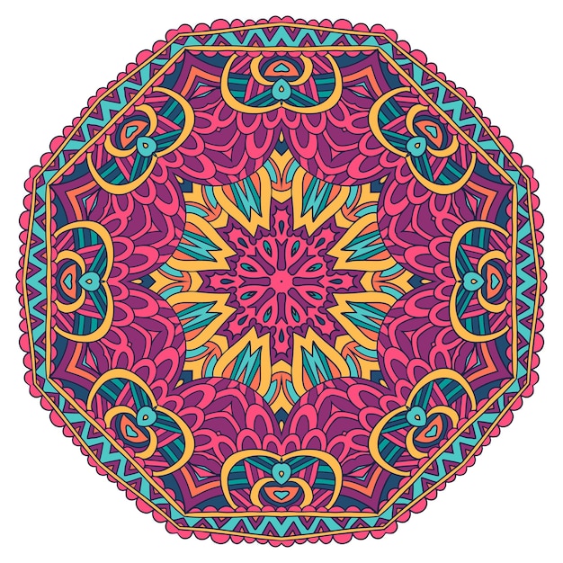 Vector seamless pattern Aztec Colorful ethnic tribal geometric psychedelic folkloric style print. Mandala art.