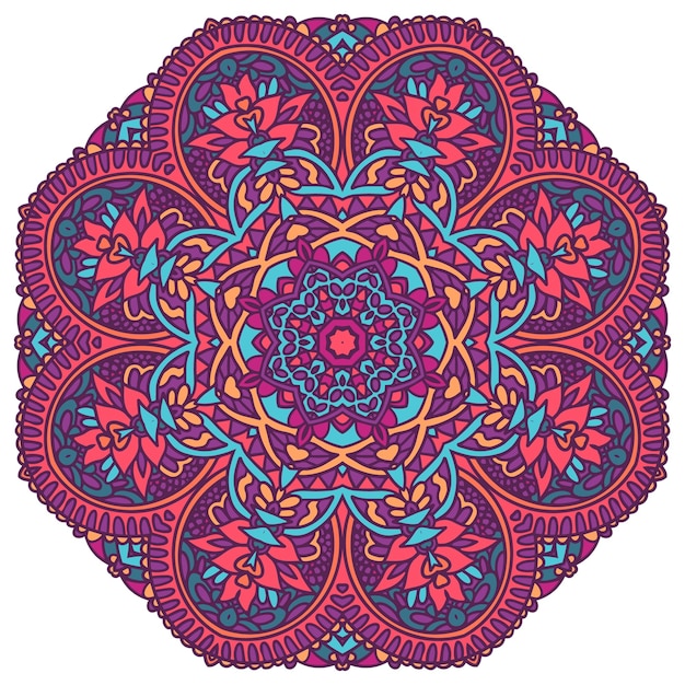 Vector seamless pattern Aztec Colorful ethnic tribal geometric psychedelic folkloric style print Mandala art