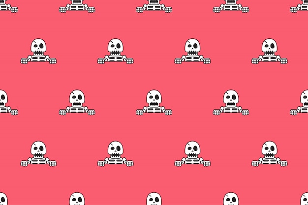 Vector seamless pattern background of funny skeleton